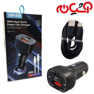 شارژر فندکی با کابل تایپ سی LDO-R30