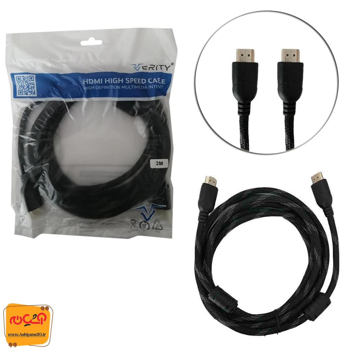24-1.webp کابل برزنتی HDMI 3M VERITY - تصویر 1