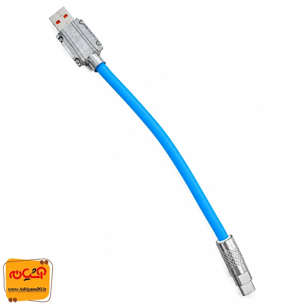 102910 کابل تایپ سی پاوربانکی سیلیکونی سرفلزی - تصویر 1